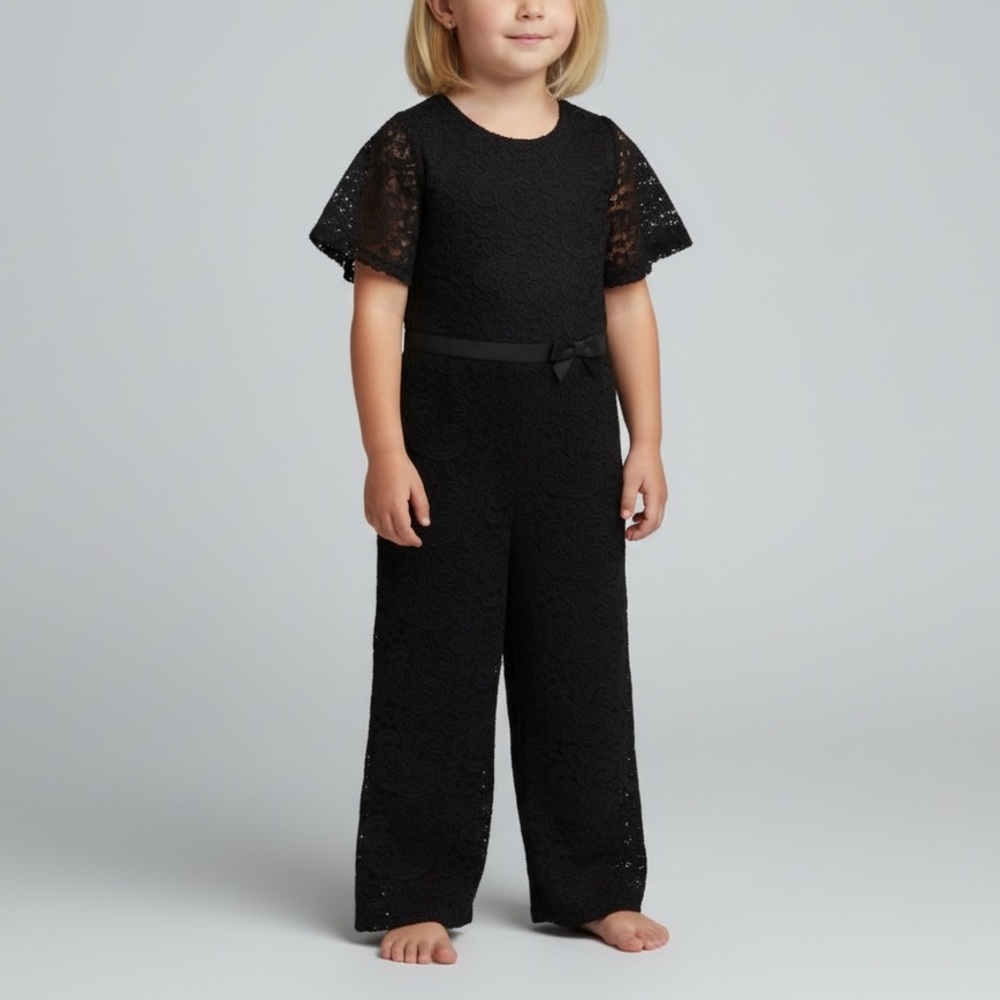 Janie and Jack Elegant Navy Blue Lace Jumpsuit Girls Size 7